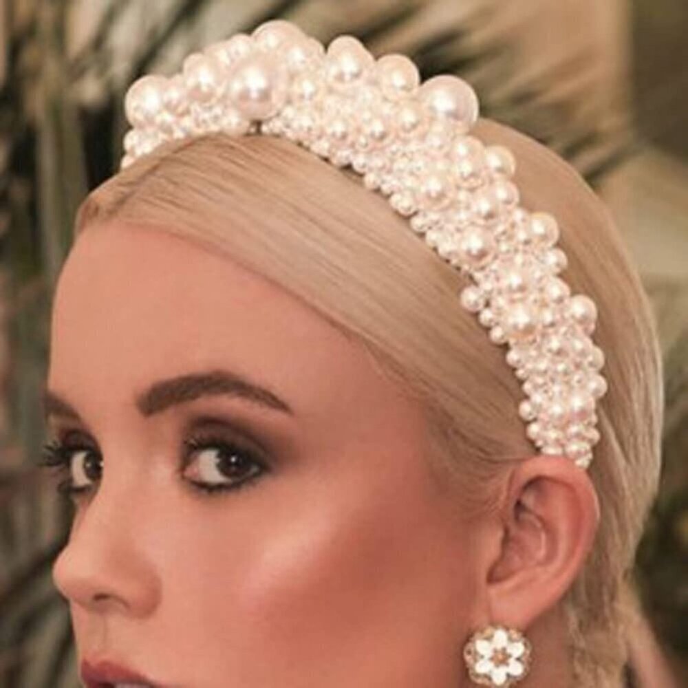Pearl Headband Wide Hair Hoop Elegant Bridal Party Wedding Accessories
